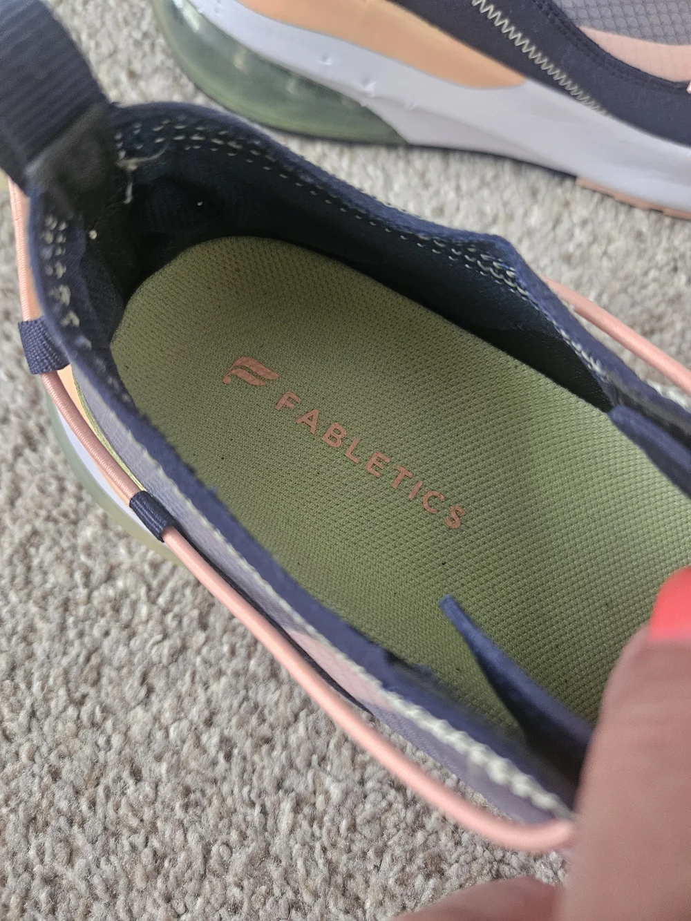 Fabletics Women's Gray and Peach Lace-Up Athletic Sneakers